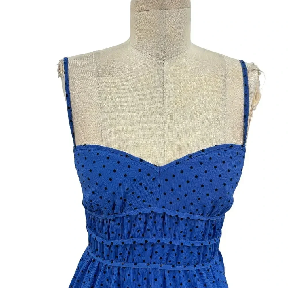 La Maison Talulah Sorrento‎ Midi Dress Azure Blue Polka Dot Size Small - Picture 3 of 15